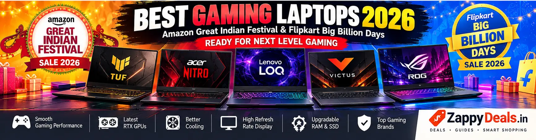 Best Gaming Laptops in Amazon & Flipkart Sale 2026 – Budget-Wise Rankings