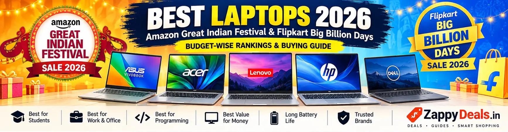 Best Laptops to Buy in Amazon & Flipkart Sale 2026 – Budget-Wise Rankings