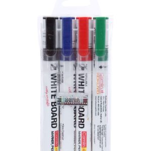 Camlin Kokuyo PB White Board Marker - Pack of 4 Assorted Colors (Black, Blue, Red, Green)