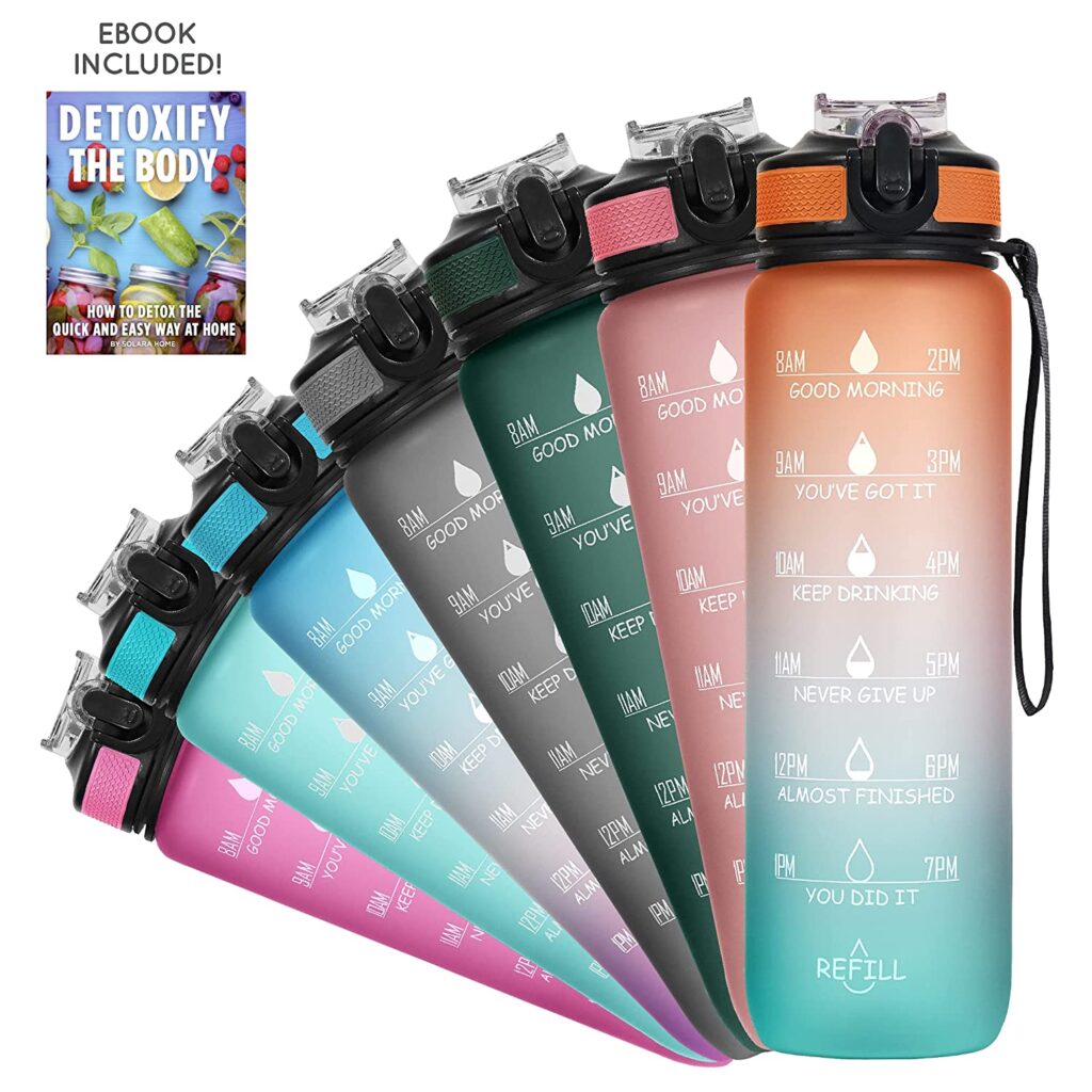 SOLARA Unbreakable Water Bottle 1 Litre with Motivational Time Marker ...